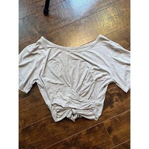 HEAVENLY BY VICTORIA Pink Purple Tie Front Cropped Top Medium Short Sleeve